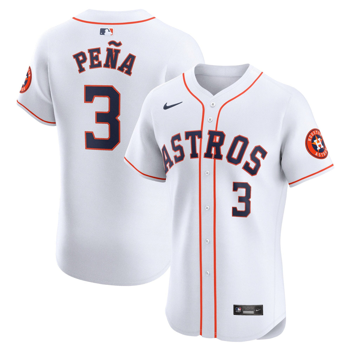 Houston Astros Jeremy Peña White Home Elite Player Jersey product image 1, provided for visual reference and product detail
