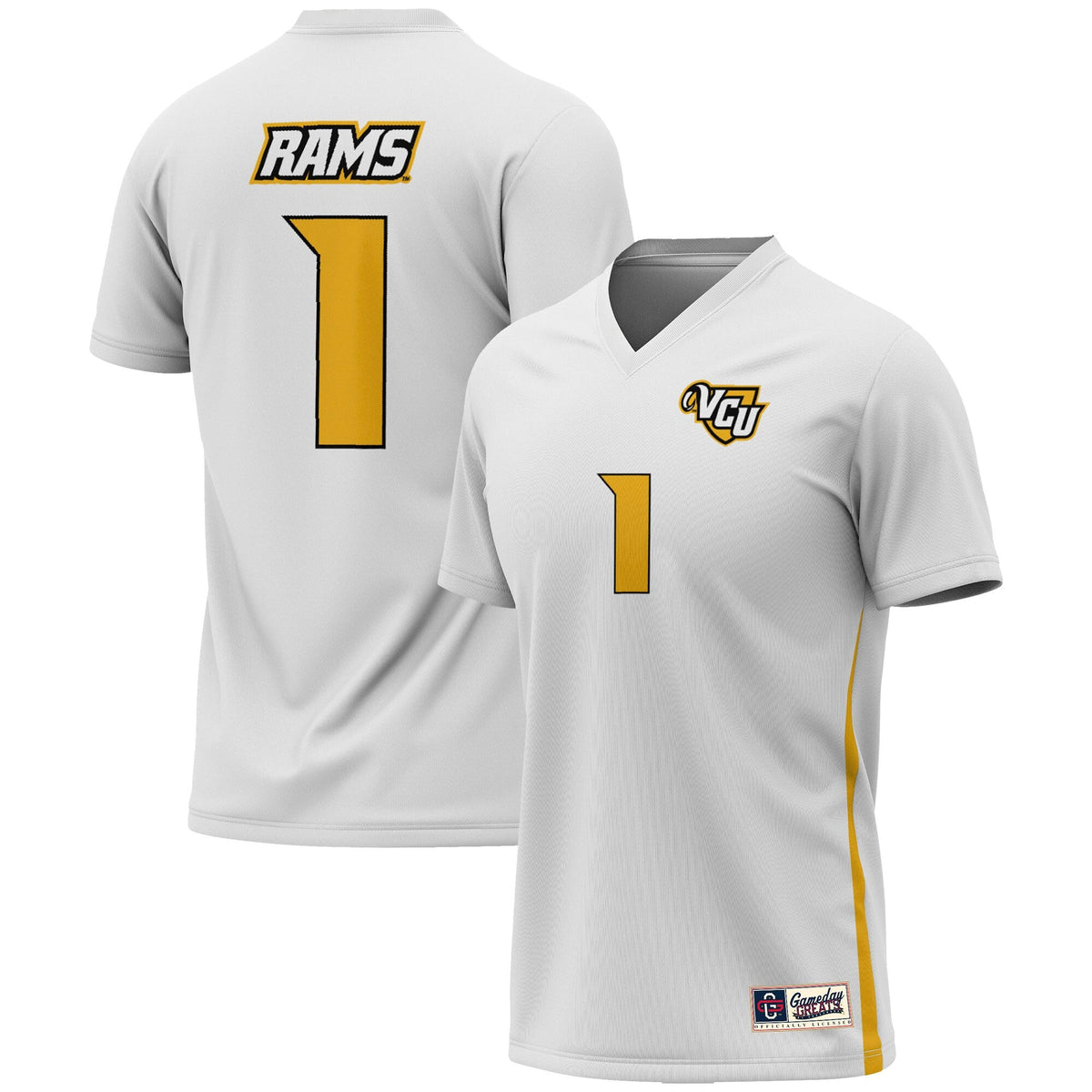 #1 VCU Rams Soccer Lightweight Fashion Jersey - White product image 1, provided for visual reference and product detail