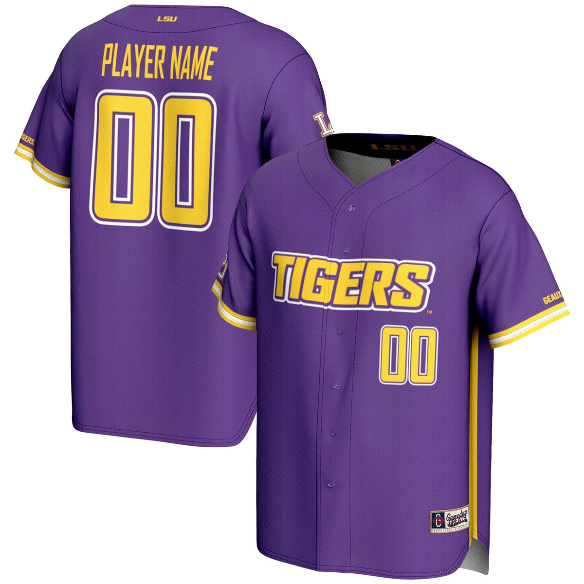 LSU Tigers NIL Pick-A-Player Lightweight Baseball Jersey - Purple product image 2, provided for visual reference and product