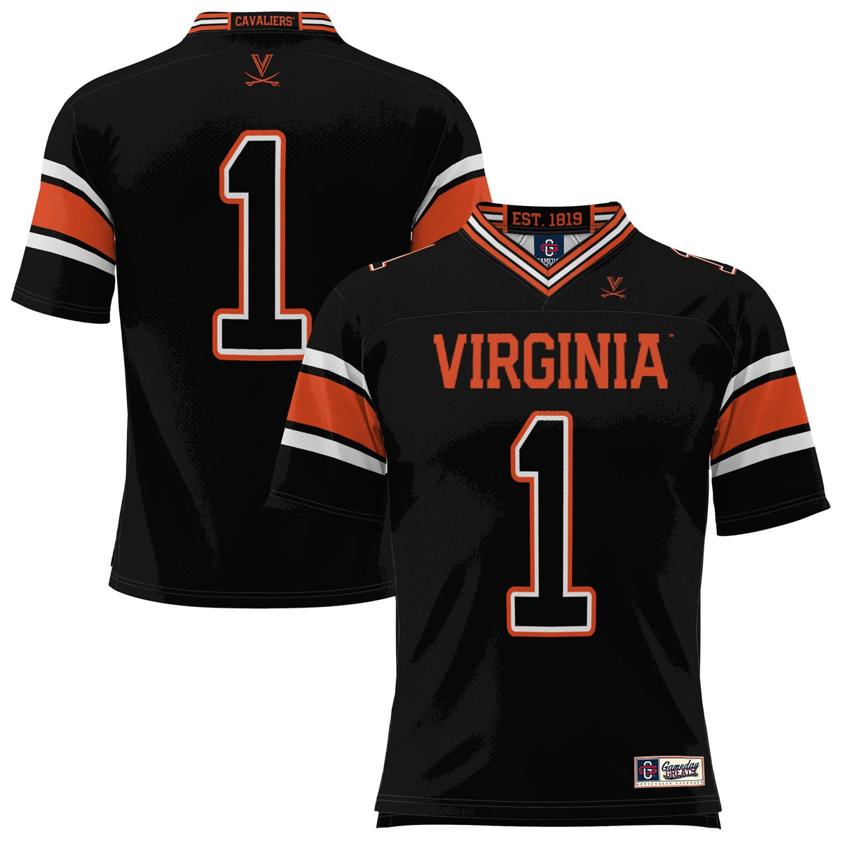 #1 Virginia Cavaliers Endzone Football Jersey - Black product image 2, provided for visual reference and product detail