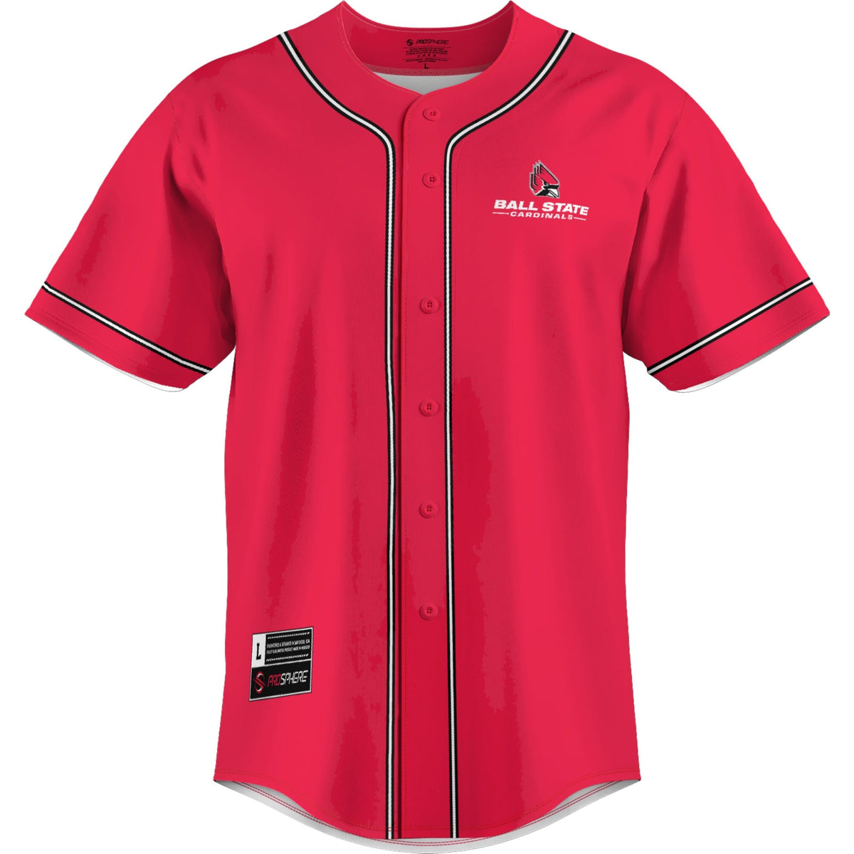 Ball State Cardinals Lightweight Baseball Jersey - Cardinal product image 3, provided for visual reference and product