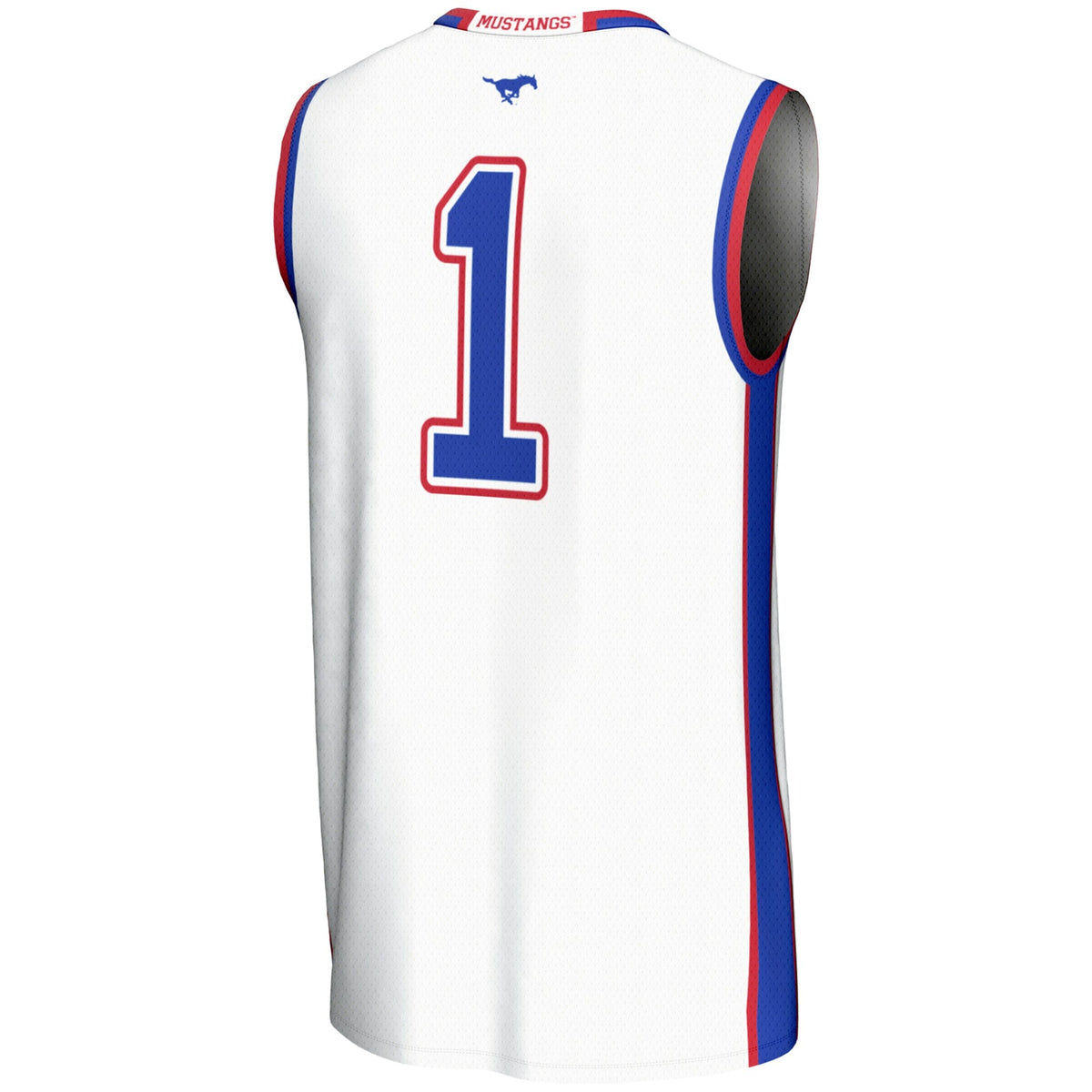 #1 SMU Mustangs Lightweight Basketball Jersey - White product image 4, provided for visual reference and product detail