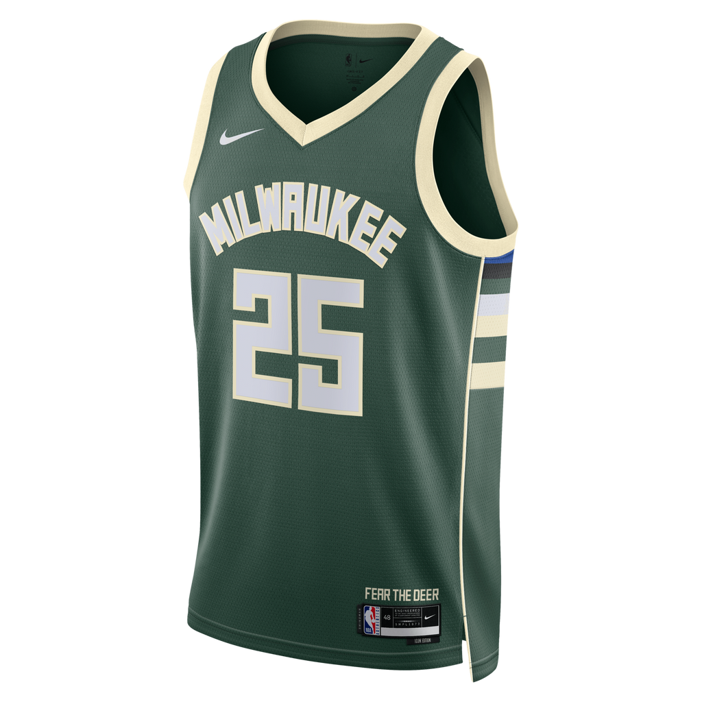 Milwaukee Bucks Icon Edition Swingman Jersey - White - Kasparas Jakučionis product image 3, provided for visual reference