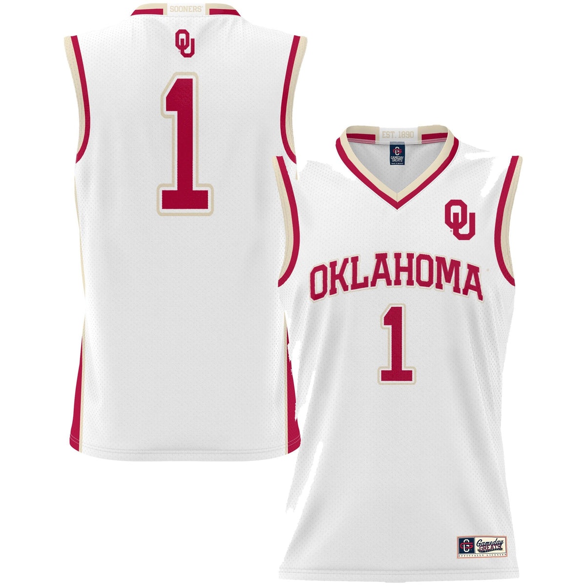 #1 Oklahoma Sooners Lightweight Basketball Jersey - White product image 2, provided for visual reference and product detail