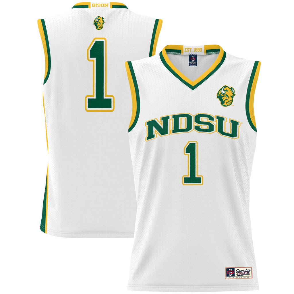 #1 NDSU Bison Lightweight Basketball Jersey - White product image 1, provided for visual reference and product detail review