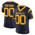 West Virginia Mountaineers Custom Football Game Jersey - Navy product image 1, provided for visual reference and product