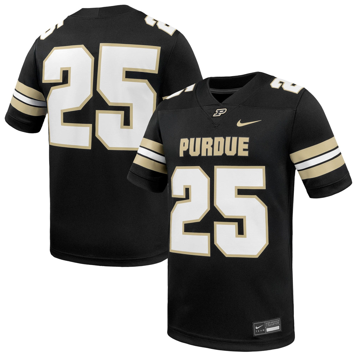 #25 Black Purdue Boilermakers Game Football Jersey product image 2, provided for visual reference and product detail review