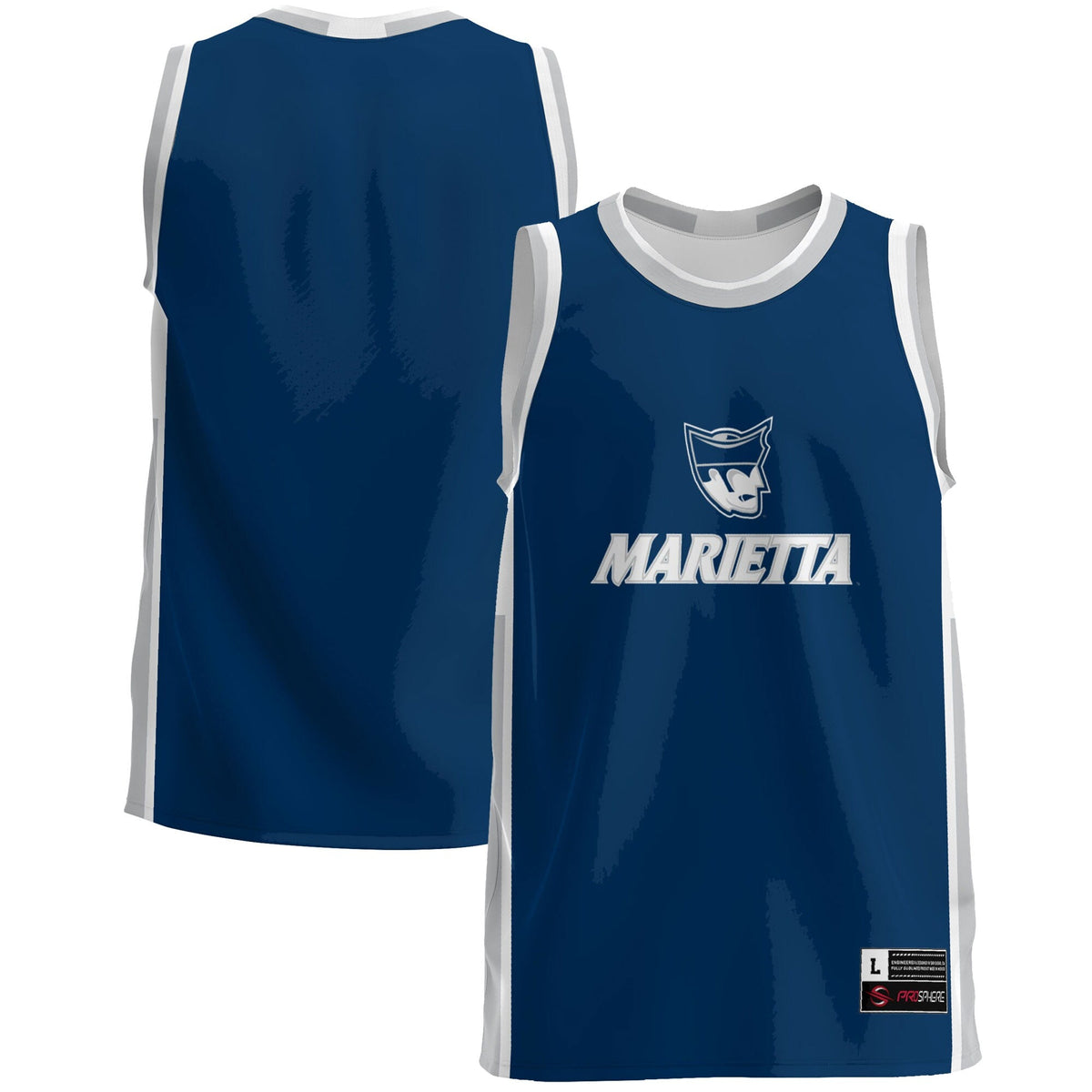 Marietta College Pioneers Lightweight Basketball Jersey - Navy product image 2, provided for visual reference and product