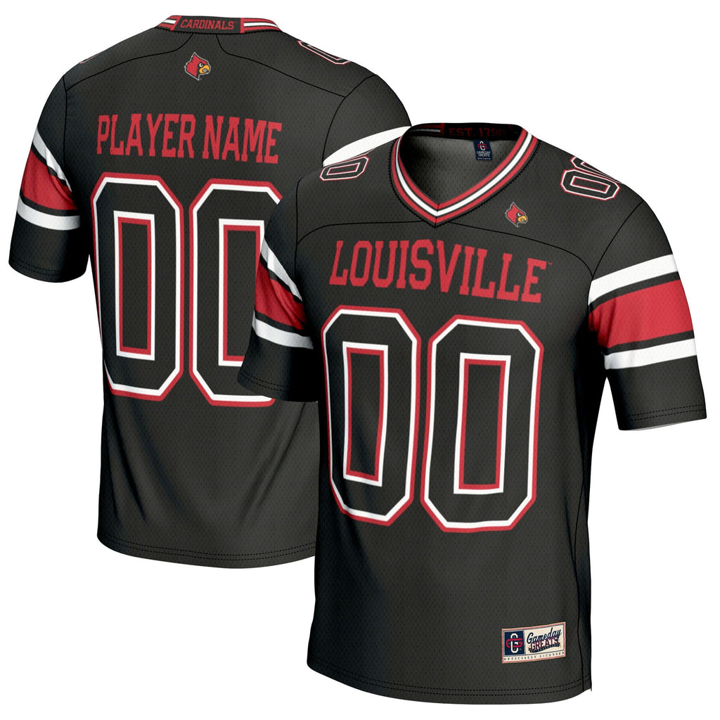 Louisville Cardinals NIL Pick-A-Player Football Jersey - Black product image 1, provided for visual reference and product