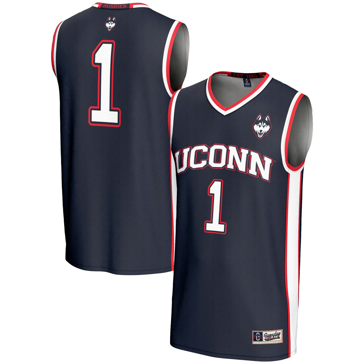 #1 UConn Huskies Lightweight Basketball Jersey - Navy product image 1, provided for visual reference and product detail