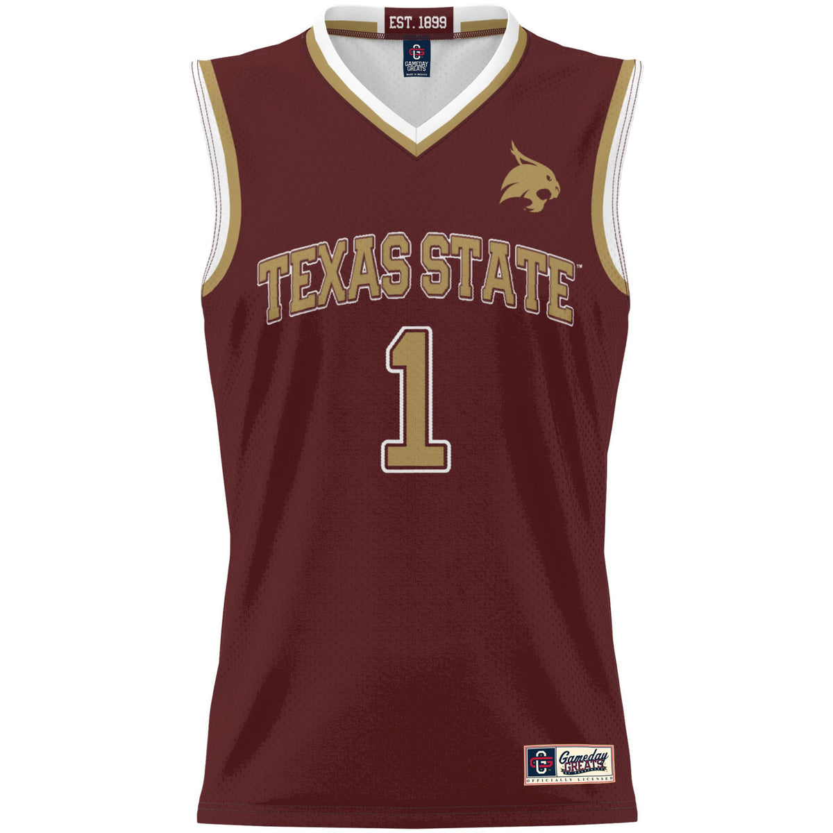 #1 Texas State Bobcats Lightweight Basketball Jersey - Maroon product image 3, provided for visual reference and product