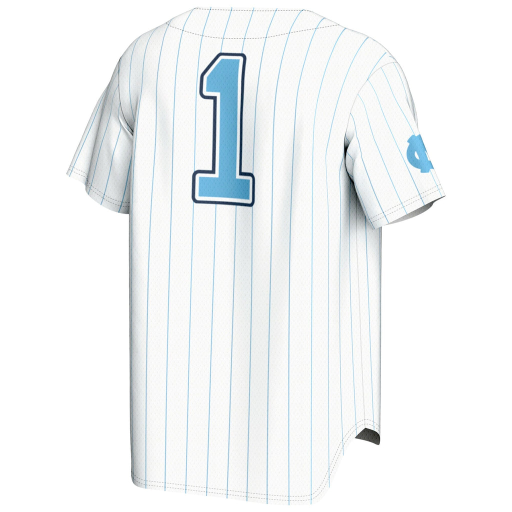 #1 North Carolina Tar Heels Lightweight Baseball Fashion Jersey - White product image 4, provided for visual reference and