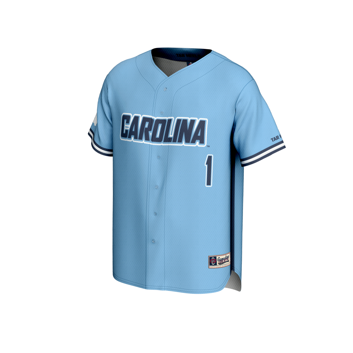 #1 North Carolina Tar Heels Lightweight Baseball Fashion Jersey - Carolina Blue product image 3, provided for visual