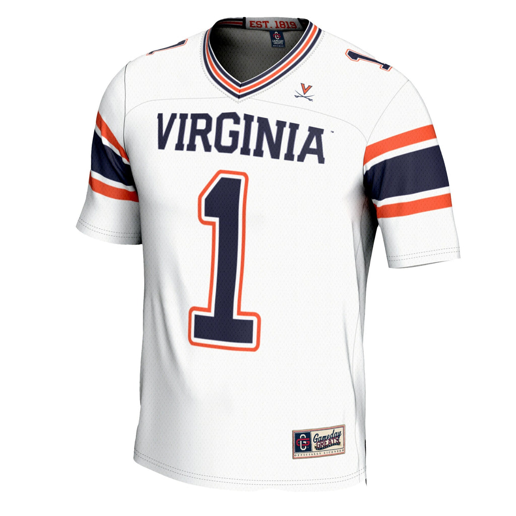 #1 Virginia Cavaliers Football Jersey - White product image 3, provided for visual reference and product detail review