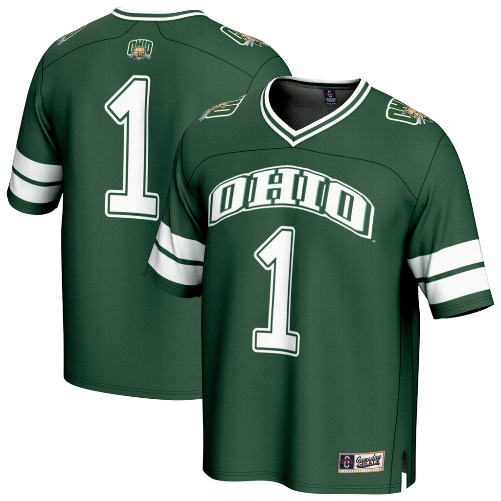 #1 Ohio Bobcats Lightweight Collegiate Football Fashion Jersey - Green product image 2, provided for visual reference and