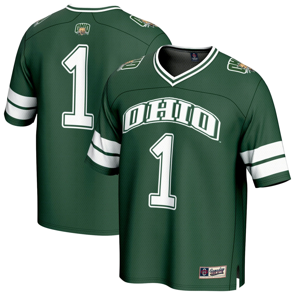 #1 Ohio Bobcats Lightweight Collegiate Football Fashion Jersey - Green product image 2, provided for visual reference and
