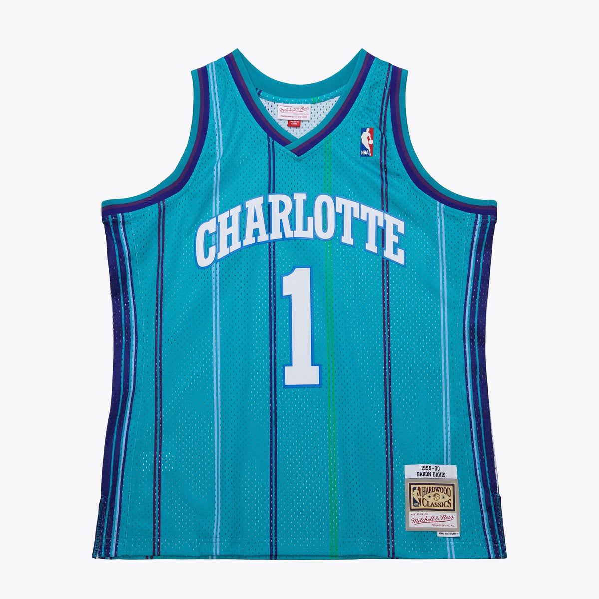 Charlotte Hornets Baron Davis 1999 Swingman Road Authentic Jersey - Teal product image 3, provided for visual reference and