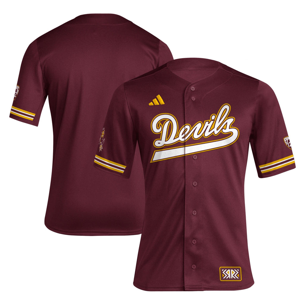 Arizona State Sun Devils Reverse Retro Replica Baseball Jersey - Maroon product image 1, provided for visual reference and