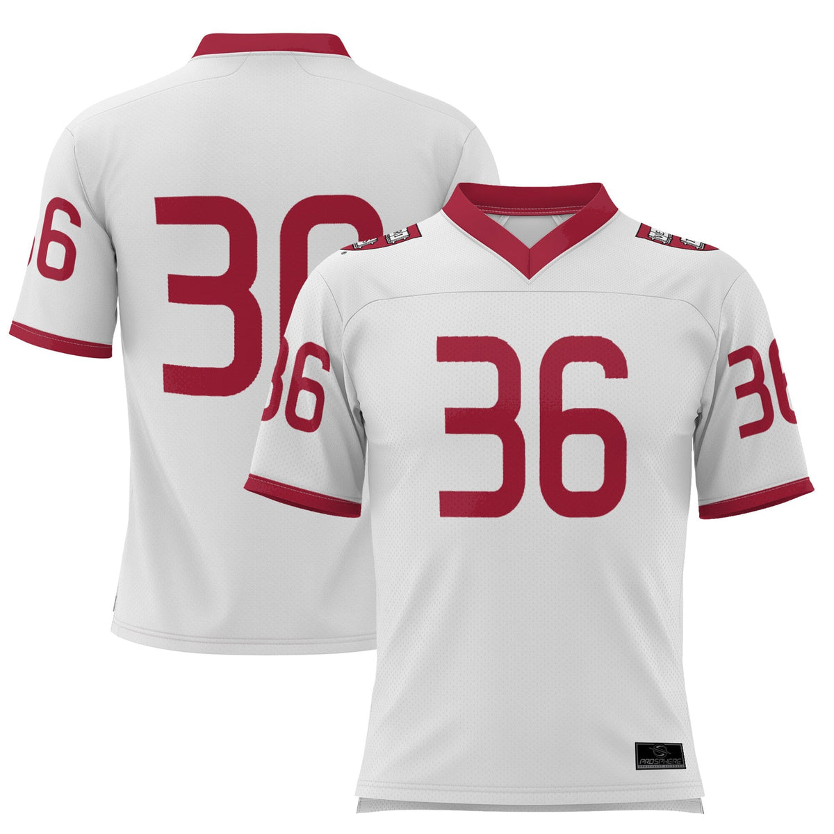 #36 Harvard Crimson Football Jersey - White product image 1, provided for visual reference and product detail review