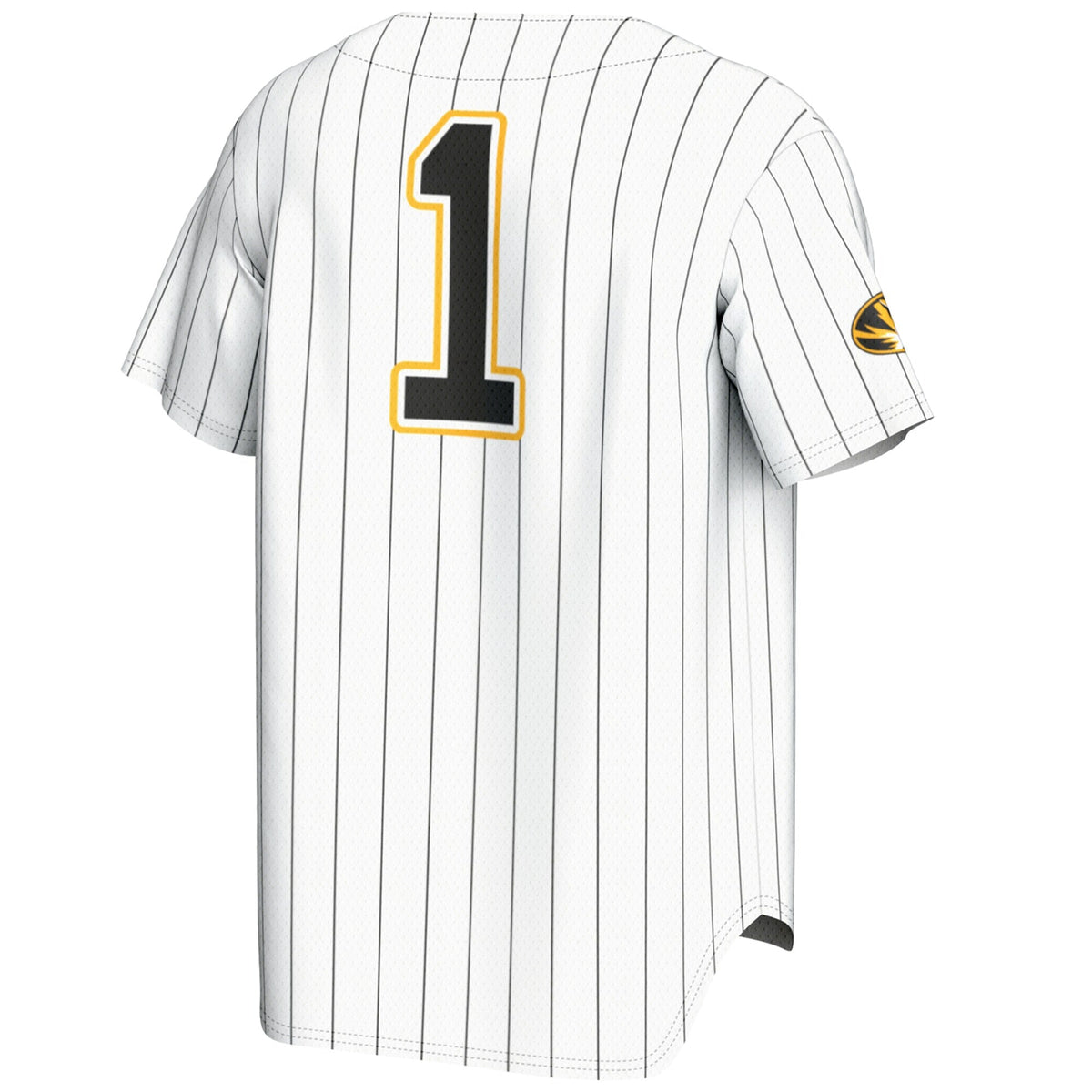 #1 Missouri Tigers Lightweight Baseball Jersey - White product image 4, provided for visual reference and product detail