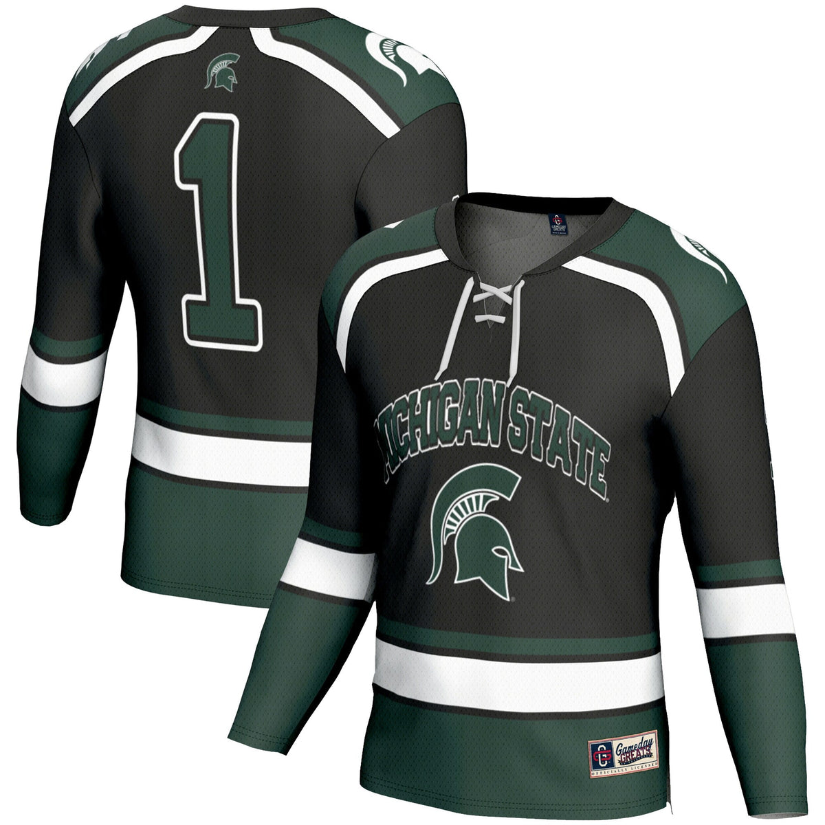 #1 Michigan State Spartans Hockey Jersey - Black product image 1, provided for visual reference and product detail review