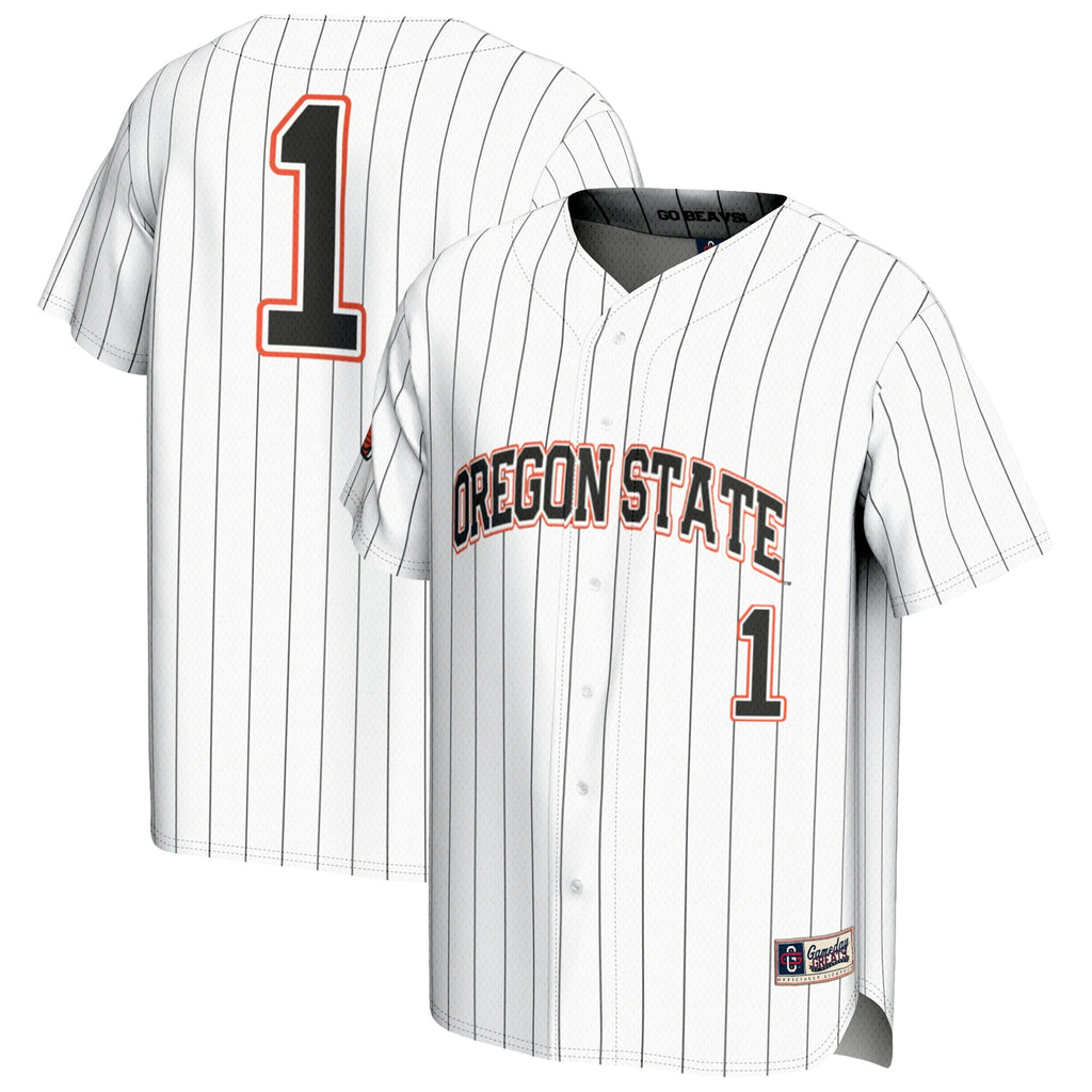 #1 Oregon State Beavers Lightweight Baseball Fashion Jersey - White product image 2, provided for visual reference and