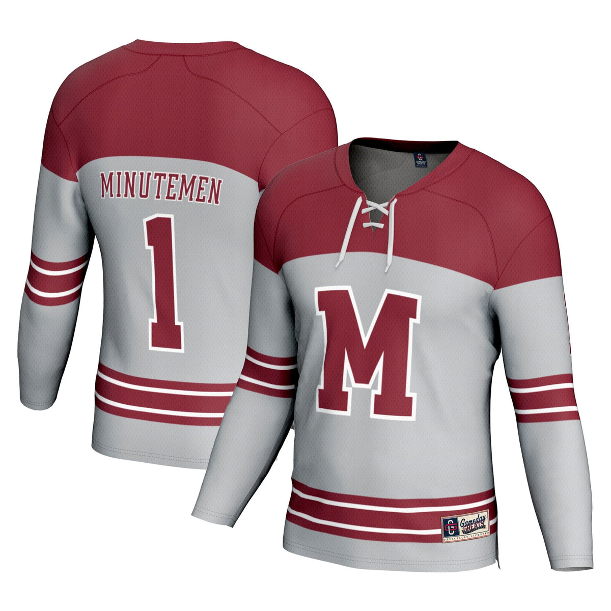 #1 UMass Minutemen Hockey Fashion Jersey - Gray product image 1, provided for visual reference and product detail review